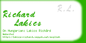 richard lakics business card